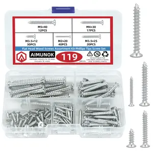 Aimunok Countersunk Cross Drive Self-Tapping Screws, Zinc Plated, Multi-Scene Use, Portable Wood Screws, Corrosion Resistant, M2-M5