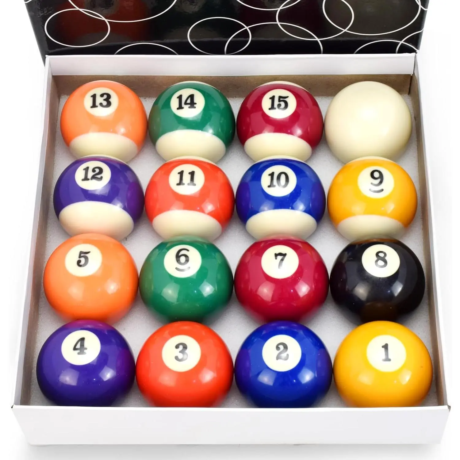 Billiard Ball Set 2-1/4" Regulation Size 16 Balls with Numbers 1-15 Pool Table Balls for Replacement (16  Balls)