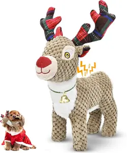 Christmas Dog Toys - Plush Squeaky Stuffed Animals, Interactive Medium & Small Dog Toys for Large Breeds, Funny Cute Puppy Toys, Happy Dog Gifts