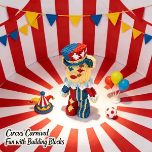 Circus Clown 3D Puzzle Building Block Ornament, Perfect Home Office Decor, Ideal Gift for Thanksgiving, Christmas and Halloween