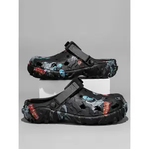 Men's Casual Geometric Pattern Slides, Lightweight Breathable Comfortable Outdoor Slippers, Non-slip Soft Slippers for Indoor & Outdoor Wear, Boy