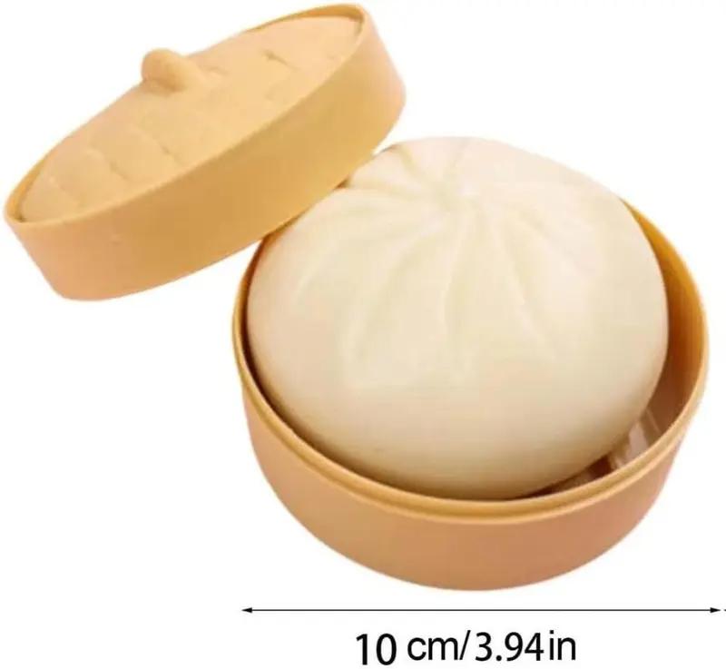 Giant Baozi Squishy Model with Steamer, Steamed BunDumpling Squishy Stress Reliever, Soft Low-RisingDumpling Fidget for Stress Relief, Fun Fidget Model forAdults & Kids, Valentine's Day gift