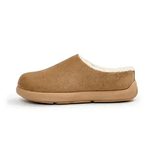 Men's & Women's Fuzzy Suede Leather Slippers Winter Warm Indoor Outdoor House Shoes Chestnut Classic Decor Breathable Suede Uppers Soft Plush Lining Memory Foam Insole Non-Slip Outsole thick mens sans