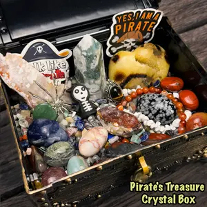 [Video Order] 1 Count Toy Pirate Treasure Crystal Box about 1500g Crystal Chips Tumbles Carvings Birthday Daily Engagement Wedding Accessory Ornament Gift Friend Family Girlfriend