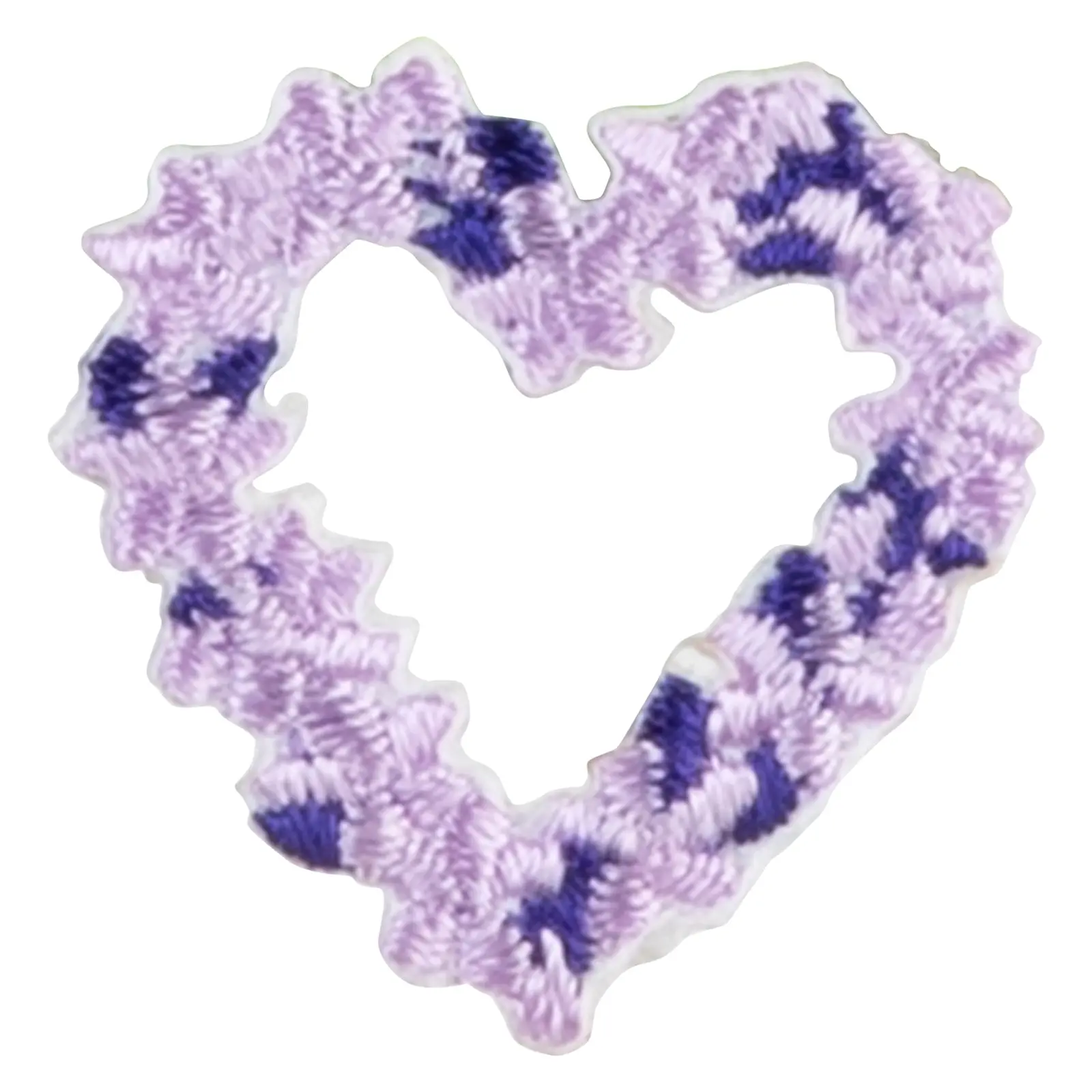 Purple Heart Floral Embroidered Iron On Patch
