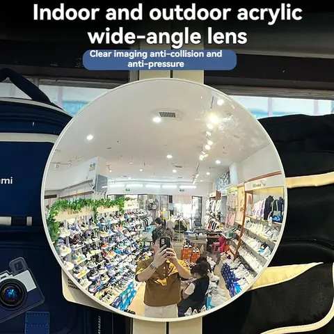 Modern Simple Decorative Round Convex Mirror, Wide Angle, No Power Needed, Durable Plastic, Easy-to-Clean Surface, Wall Art for Living Room and Bedroom, Circle Mirror for Wall