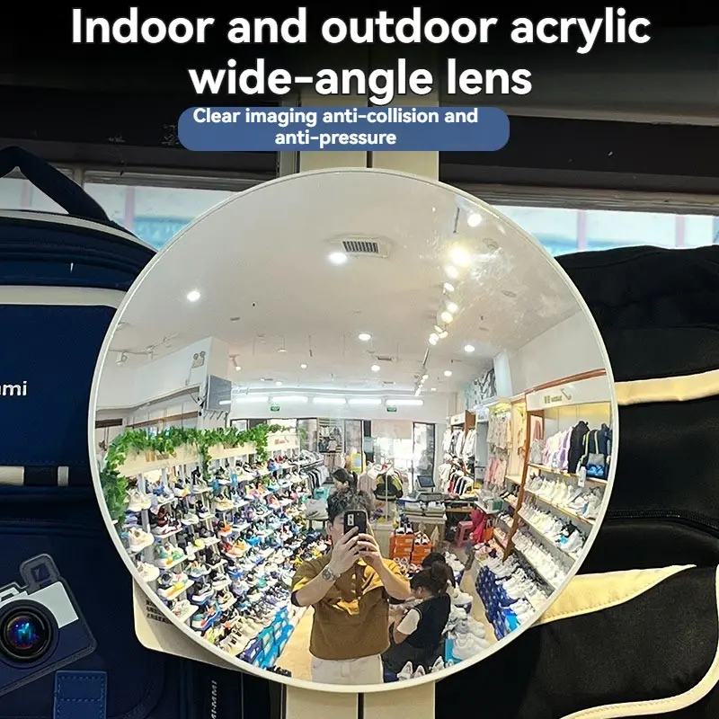 Modern Simple Decorative Round Convex Mirror, Wide Angle, No Power Needed, Durable Plastic, Easy-to-Clean Surface, Wall Art for Living Room and Bedroom