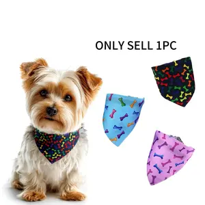 Pet Triangle Scarf, Colorful Bone Print Pet Bib, Fashion Neck Accessory for Small Medium Dogs Cats, Stylish Dining Napkin