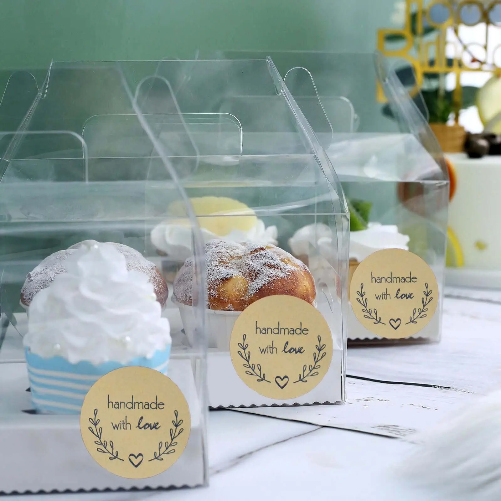 500pcs Handmade Decorative Stickers Roll with Olive Branch Design, 1.5" Round Handmade Tags for Cookie, Bakery Box Labeling - Office Stationery Supplies