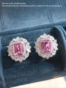 Elegant Artificial Zircon Decor Stud Earrings, Fashionable Stud Earrings for Women & Girls, Trendy All-match & Exquisite Jewelry for Birthday Gift, Studs Earrings, Artificial Zirconia Earrings