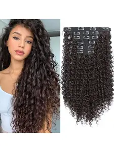 6-piece clip-on African style mini curls high top extension hairpiece, clip-on style, suitable for daily wear and parties, spicy girl vibe, fluffy and voluminous high top curly hair extension, with invisible clips, secure and won't fall off.