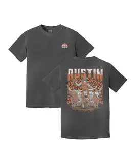 Austin Football 3 Skull Graphic Sport Tee, Double-Sided Print, Texas College Town Style