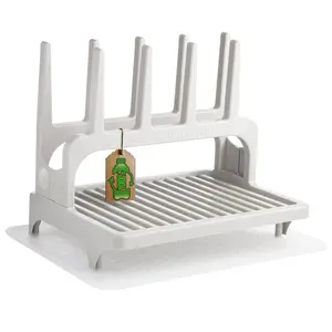 PopYum Seattle Gray Space Saving Drying Rack with Frosted Silicone Drying Mat, eco-friendly kitchen countertop for baby bottles, cups, tumblers