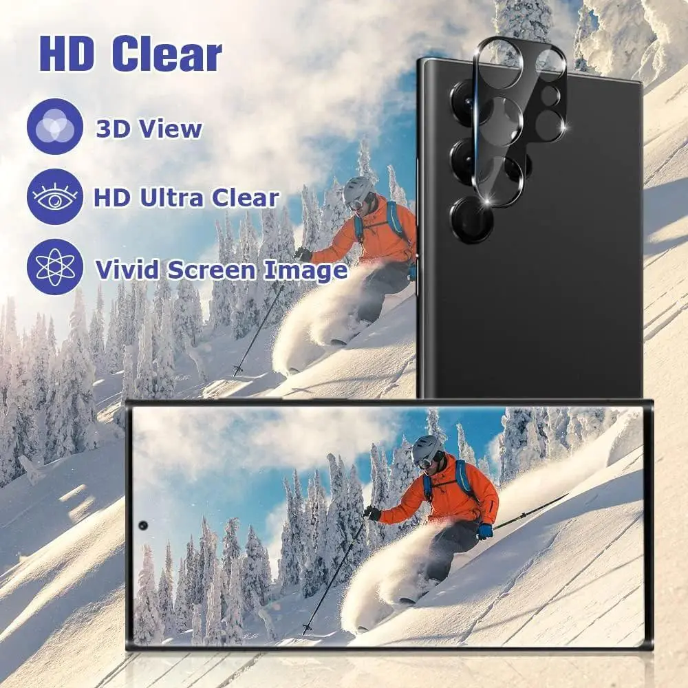 Tempered Glass & Hydrogel Screen Protector + Lens Protector for Samsung S23, S22 Ultra, S22 Plus - Scratch Resistant, Smooth Smartphone/Cellphone/Handheld Mobile Accessories (USA Compatible)