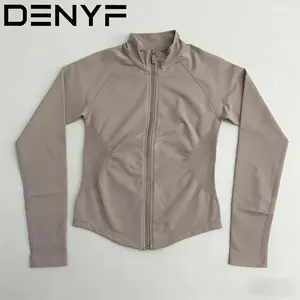 Women's Slim Fit Zip-Up Long Sleeve Jacket – Ultra-Soft Nylon, Workout & Yoga Activewear Top