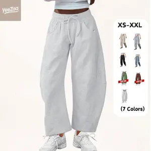 Women's Casual Barrel Sweatpant 2025 TikTokShopBlackFriday Drawstring Elastic Waisted Wide-Leg Pants Cotton Palazzo Trousers with Pockets