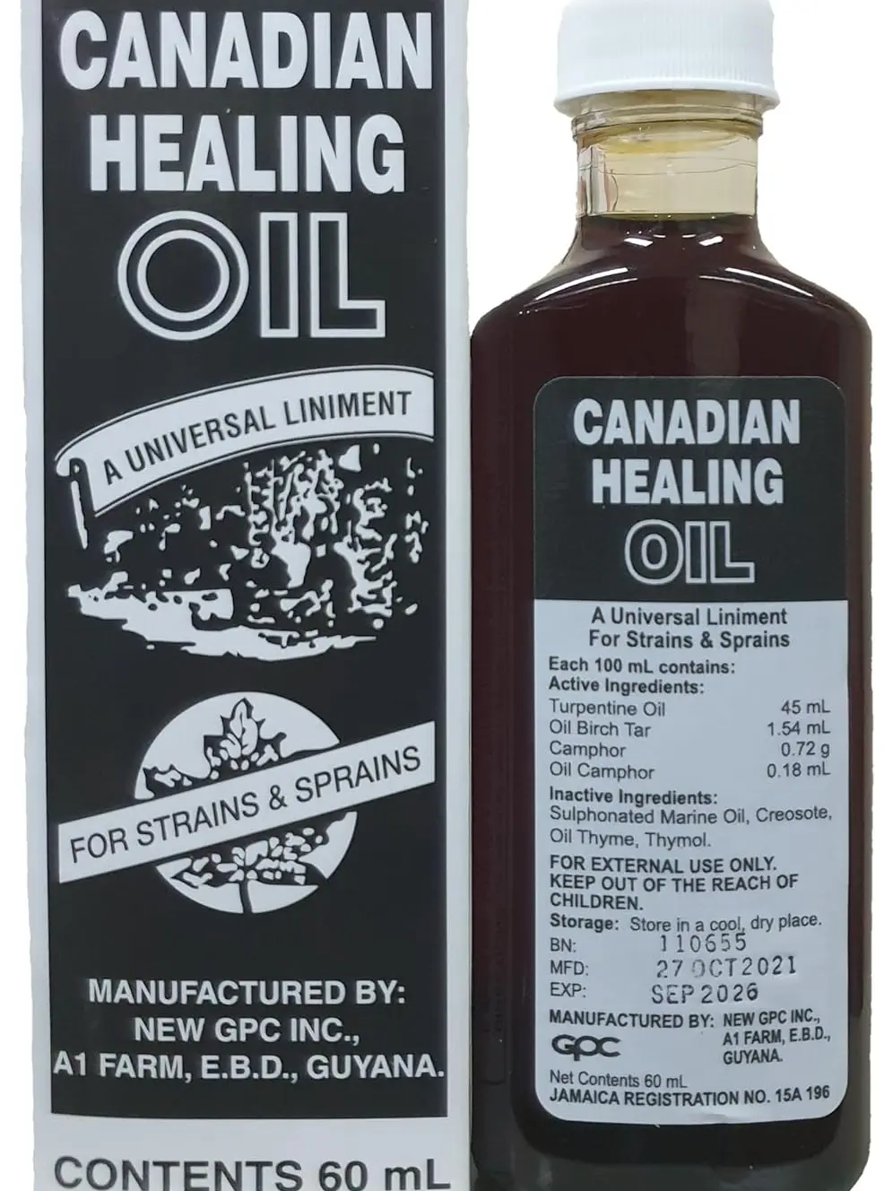 New GPC Canadian Healing Oil 60ml - A Universal Liniment for Strains & Sprains