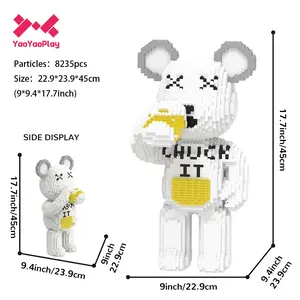 Beer bear blocks, micro block kit, DIY model kit, building blocks for adults, puzzle toy, stress relief hobby, collectible figure, gift for men, desk decor, gaming room decor