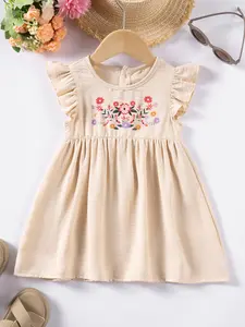 1pcsSummer Baby Girl Toddler Outfit Solid Color Dress, Simple Versatile Trendy Children Sleeveless Casual Sweet Dress Baby Girl Clothes