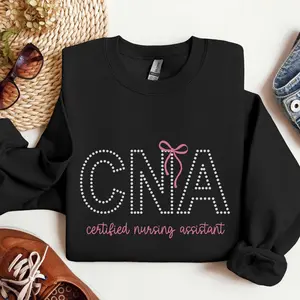 CNA Coquette Bow T-Shirt, Sweatshirt & Hoodie - Certified Nursing Assistant Crew, Graduation Gift, Appreciation Cotton Unisex