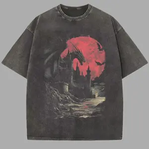 Dragon Shirt Medieval Graphic Tee Gift for Him or Her Dark Fantasy Tshirt Gothic Clothing Grunge Wear Bookish T-shirt, Casual Comfortable J3I