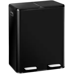 SuperDeal 16Gal Dual Trash Can with Inner Buckets, Stainless Steel Step Garbage Can with Soft Close Lid for Home Kitchen ,