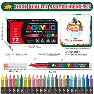 Soft Brush Acrylic Marker Pens for Art Projects, Auto Control Ink, Rich Colors, Flexible & High Elasticity, Perfect Back-To-School Gift