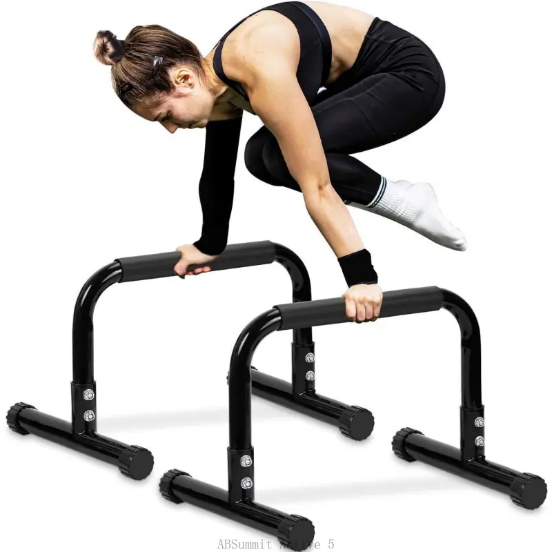 Push Up Bar, 14'' High Steel Parallettes & Dip Bar with Full Coverage Foam Handle, Heavy-Duty Calisthenics Parallel Bars for L-Sit, Dips, Home Gym Strength Training WorkoutVelvet Bloom15ABSummit Active