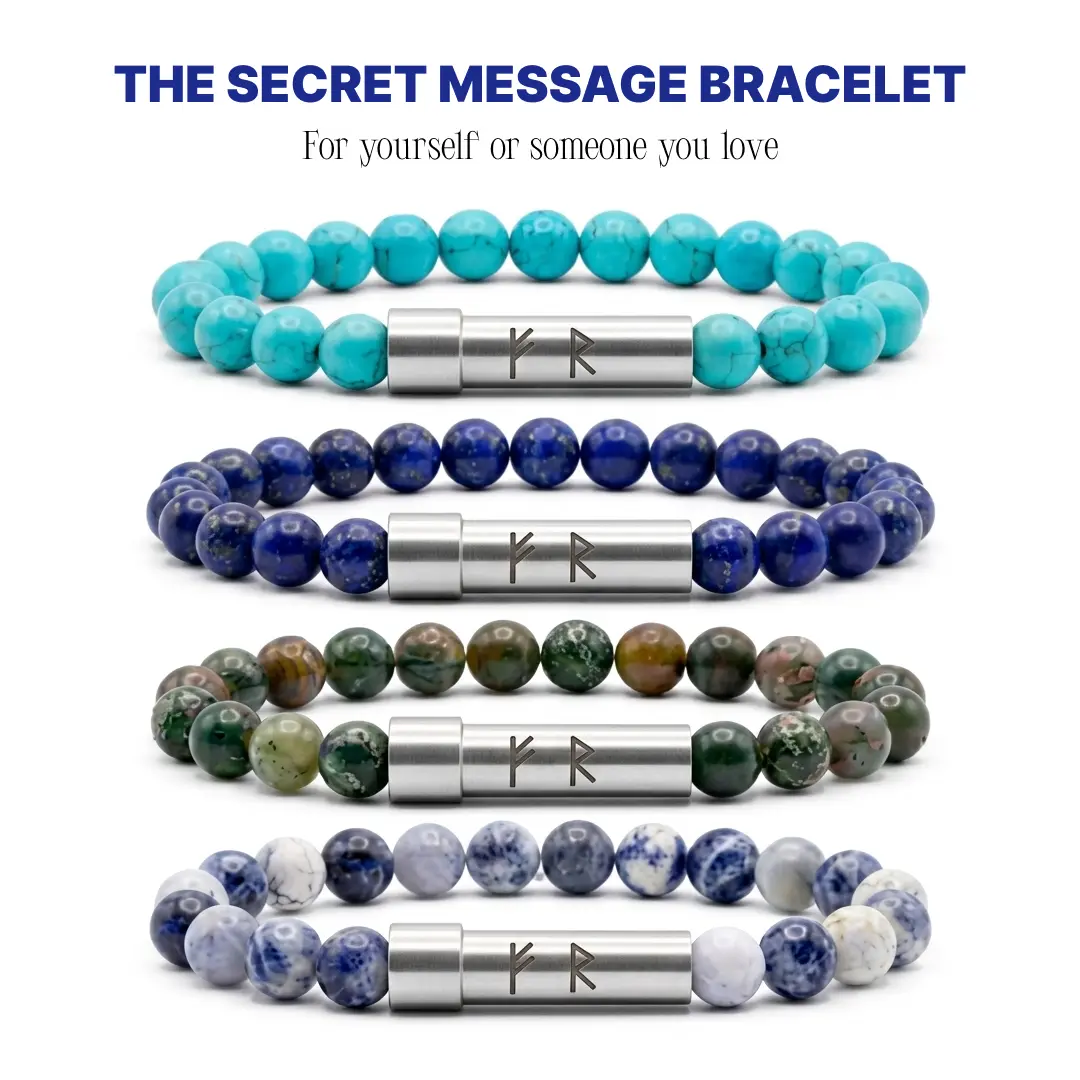 Natural Stone Hidden Message Bracelet with Secret Note Inside - Fashion Costume Jewelry Gift for Her or Her
