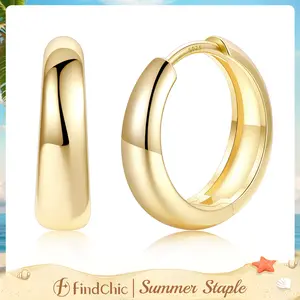 FindChic 14K Gold Plated Small Chunky Hoop Earrings for Women Huggie With 925 Sterling Silver Post Small Thick Hypoallergenic Gold Silver Black Huggie Hoops Earrings Set Jewelry Gift for Women Girls