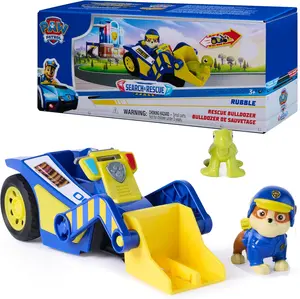 Paw Patrol: Search & Rescue, Rubble Rescue Bulldozer Vehicle with 2 Figures, Police Car Toy with Pull-Back Action, Kids Toys for Boys & Girls Ages 3+