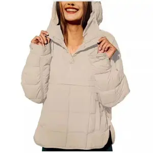 Women's Oversized Hooded Puffer Jacket Quilted Lightweight Winter Warm Pullover Padded Hoodies Coat