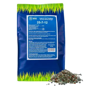 Supply Solutions 25-7-12 Lawn and Turf Fertilizer 15% Slow Release Nitrogen for All Grass Types Shrubs Turf Builder Plant Food Covers 6,250 sq.ft 25lbs Long-Lasting Feeding