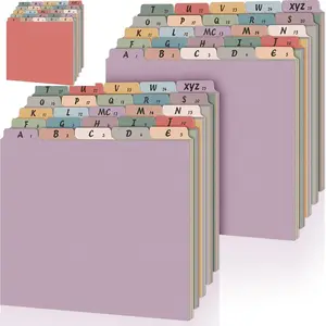 75 Pcs Alphabet File Dividers A-z Top Tab Guides Set Letter Size Alphabetical File Divider with 5 Tabs for Cabinet Heavyweight Desk Organizer for School Office Vintage Color