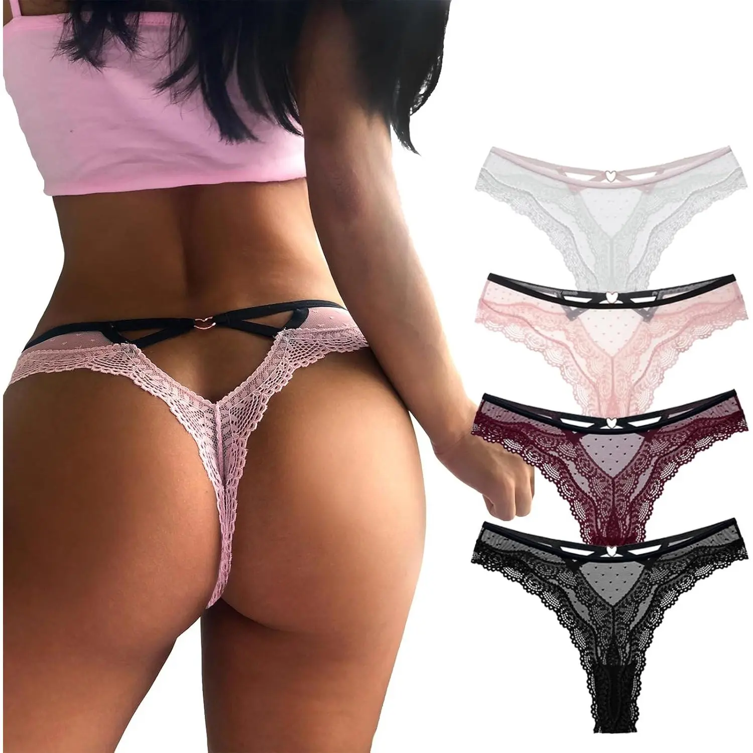 White/Black/Pink/Red Lace