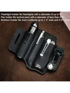 Multitool Sheath for Belt, Leather EDC Pocket Organizer for Men, EDC Leather Sheath, Flashlight and Multitool Sheath, EDC Belt Organizer