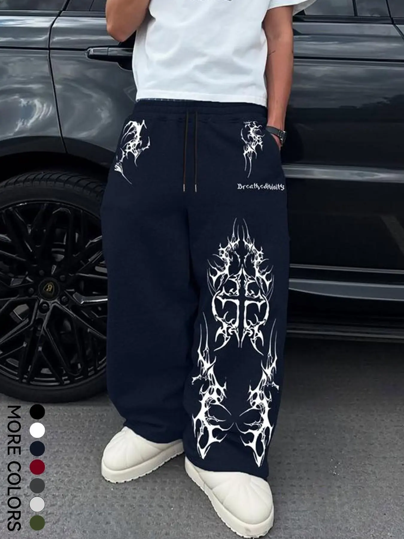Viral Grunge Aesthetic Tribal Print Joggers for Men & Women | Relaxed Fit  Wide Leg Streetwear
