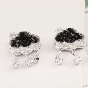 Elegant Cloud with Stone Center Rhinestone Fancy Bead 24x35mm