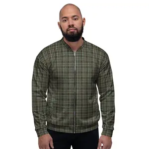 Unisex Bomber Jacket - Mint Chocolate Plaid - Men