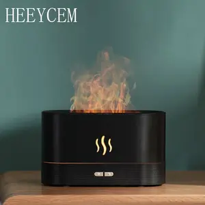 Powered flame aromatherapy diffuser, ultrasonic nebulizer humidifier, with simulated flame light, adjustable LED light, 180ml, quiet and noiseless, with automatic shut-off protection, suitable for home, home and office