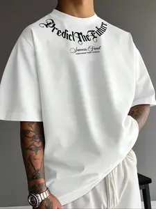 Men's Letter Print Round Neck T-Shirt, Comfortable Casual Short Sleeve Tee, Stylish Summer Top for Daily Wear