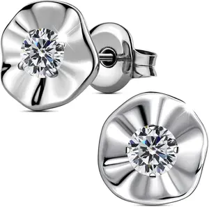 Moissanite Stud Earrings in Pure Titanium Heart/Daisy/Flower, G23 Titanium Earrings for  Ears  with 0.6ct D Color VVS1 Round Cut Lab Created  Earrings