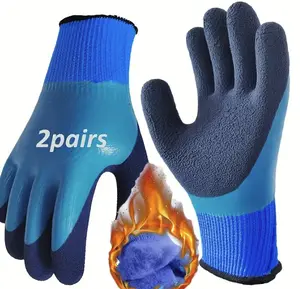 2 Pairs L Size Premium Grip Thermal Work Gloves - Ultra-Thermal Insulation, Rugged Waterproof Design for Cold Weather, Car Cleaning, Gardening & Fishing - Perfect for All-Season Outdoor Use, Large