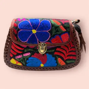 Sanandrez Floral Embroidered Leather Bag