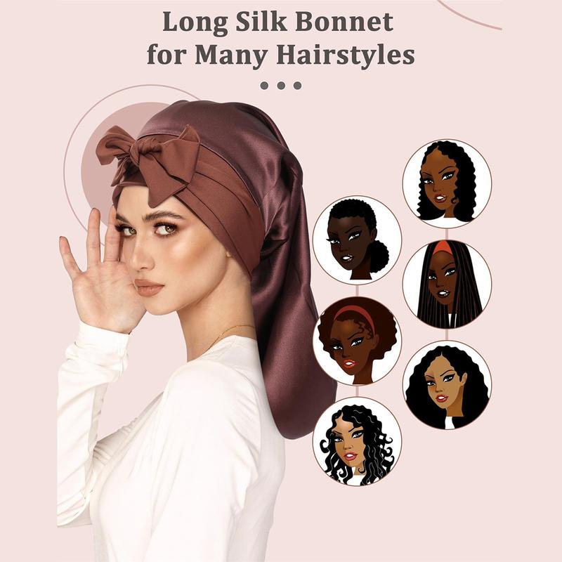 100% Mulberry Silk Bonnet for Women Long Hair Bonnet Natural Silk Sleeping Cap with Elastic Tie Band Hair Bonnets for Hair Nightcap Gifts for Female