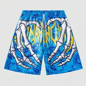 Elastic Waist Jogging Shorts Swim Trunks Board Shorts Summer New Beach Shorts With Hand 3D Print Y2k Shorts For Men