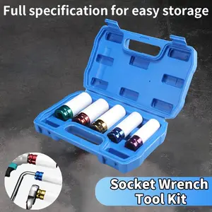 3/4/5pcs Heavy Socket Set With Storage Box Socket Wrench-SAE And Metric Universal Socket, DIY Car Maintenance And Home Maintenance Tools.