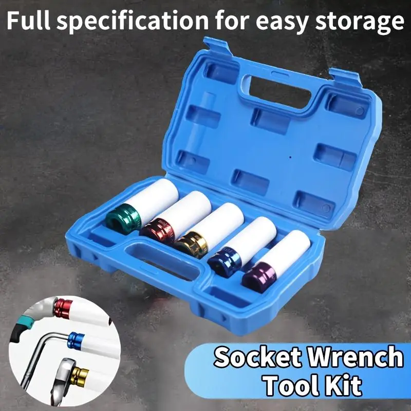 3/4/5pcs Heavy Socket Set With Storage Box Socket Wrench-SAE And Metric Universal Socket, DIY Car Maintenance And Home Maintenance Tools.
