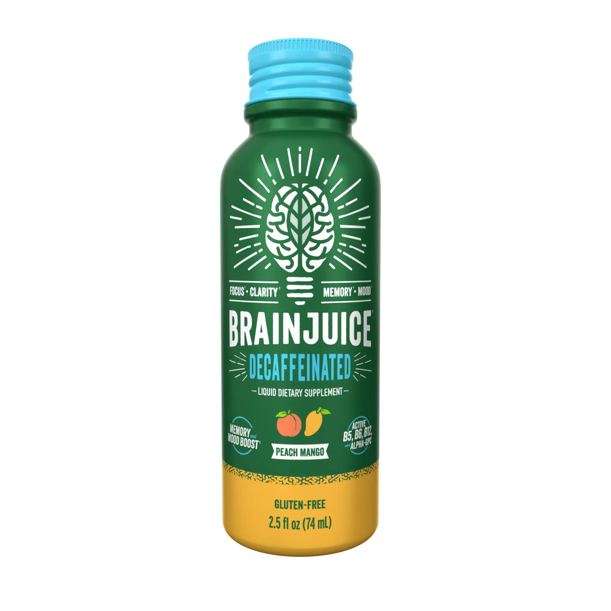 BRAINJUICE Decaf Peach Mango 2.5 oz. Ready to Drink Supplement | 12-pack