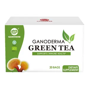 GANOHERB Reishi Mushroom Green Tea Natural Wellness Green Drink - 20 Packages, Pure Beverage Formula, No Additives, Gluten-Free, Supports Overall Health, Boosts Energy
